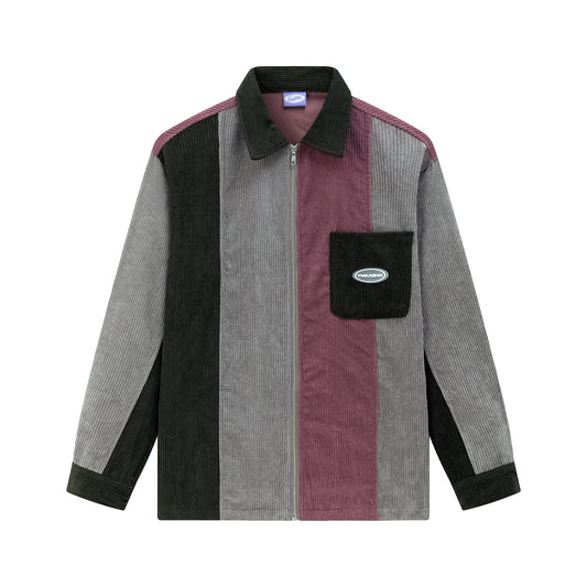 Shirt Velvet Series Zip Color block, grey / dark green / purple