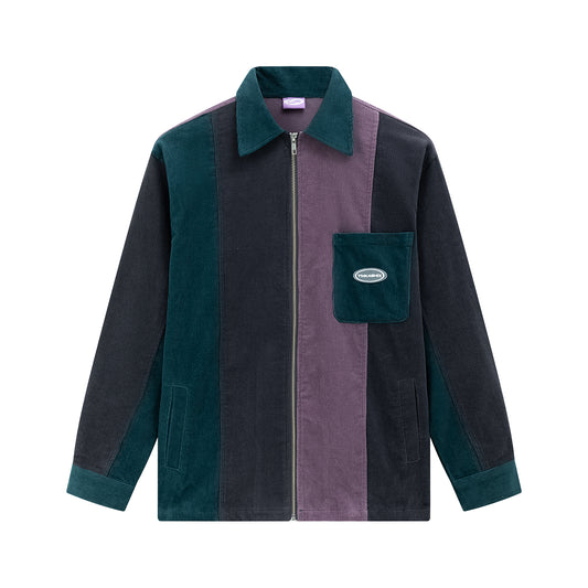 Shirt Velvet Series Zip Color block, graphite /emerald / purple
