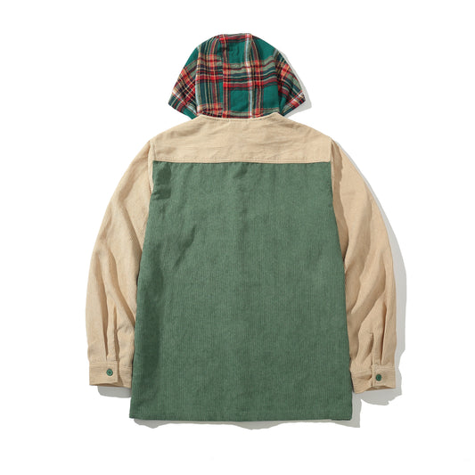 Shirt Velvet Button Green / Sand