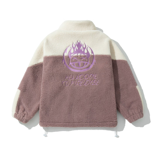Jacket Hellcome to Firedise Furry Big Logo, Lavender White