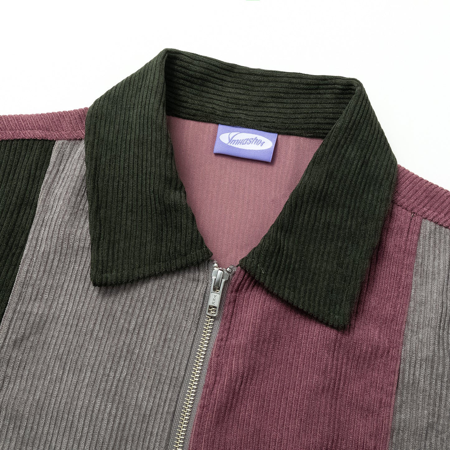 Shirt Velvet Series Zip Color block, grey / dark green / purple