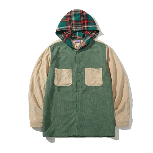 Shirt Velvet Button Green / Sand