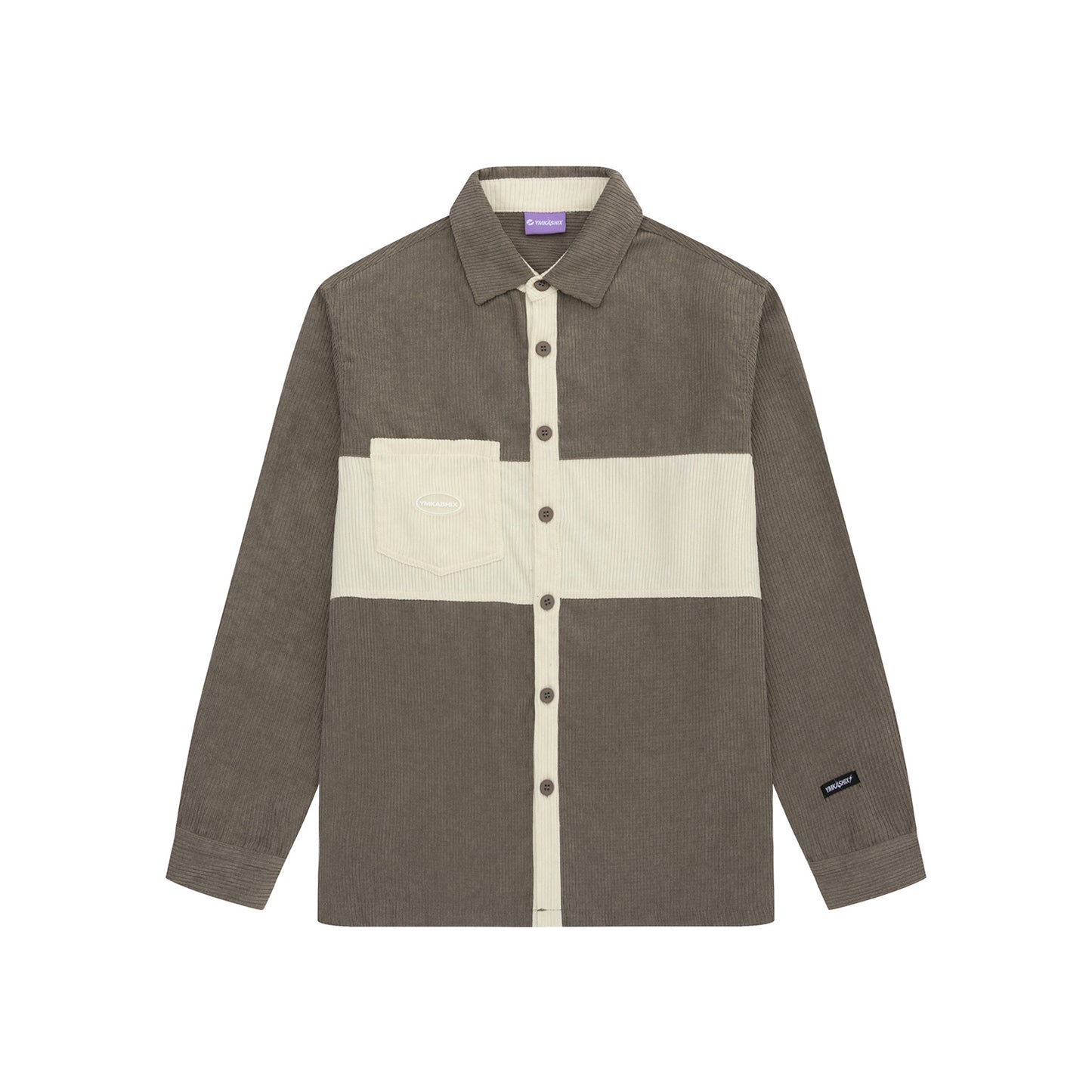 Shirt Velvet Series Button, grey/sand