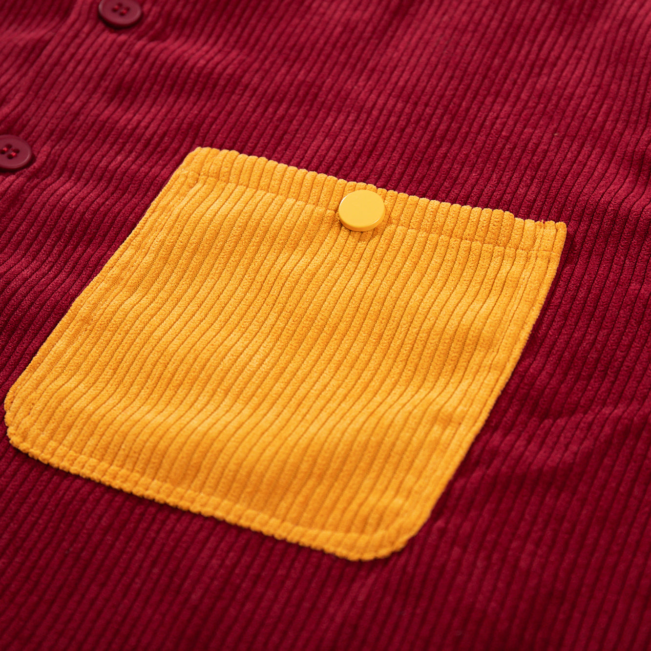 Shirt Velvet Button Burgundy / mustard